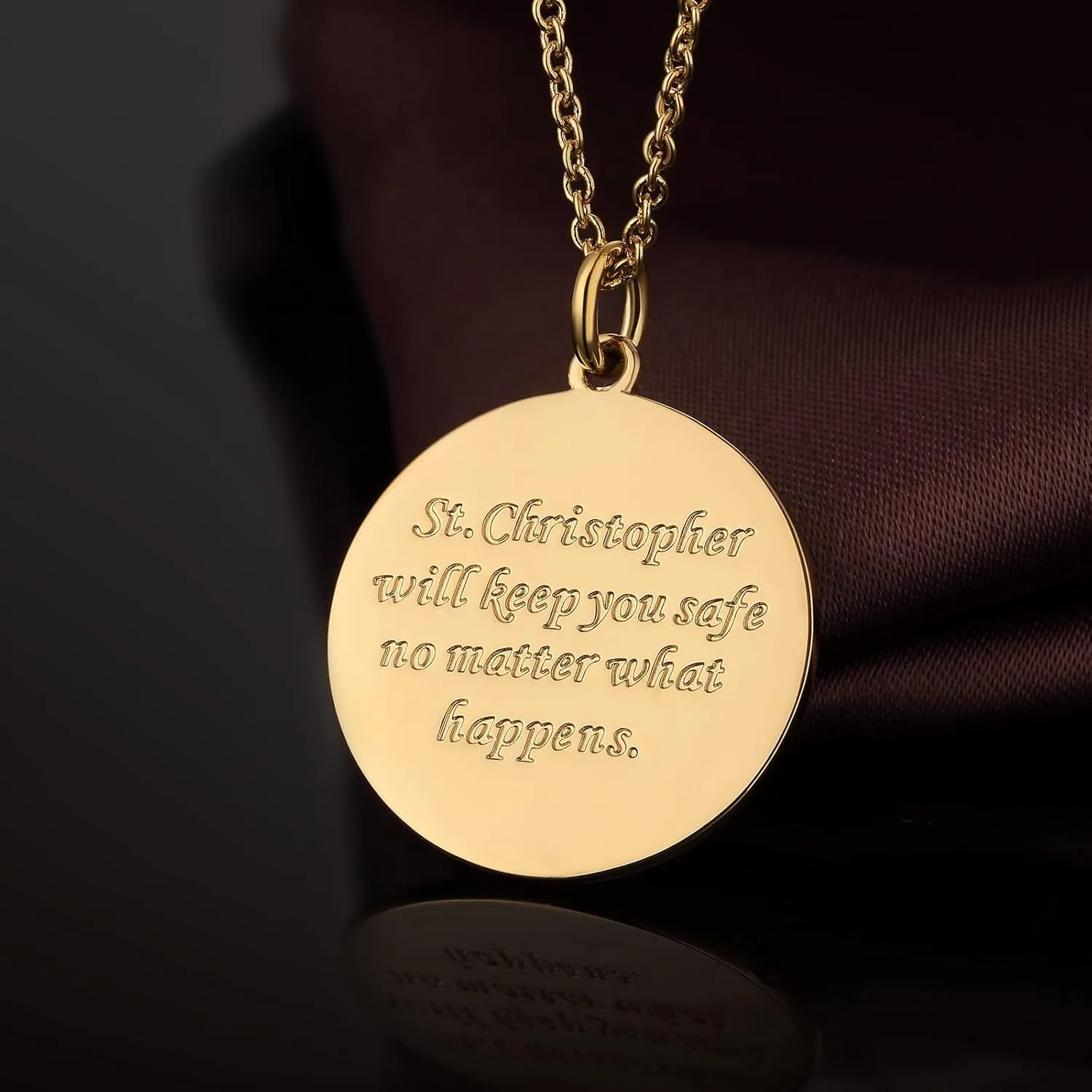 St Christopher Necklace Saint Necklace St Necklace Saint Christopher Medal for Men Sterling Silver Saint Christopher Medal Necklace Antique Religious Protector Talisman Necklace
