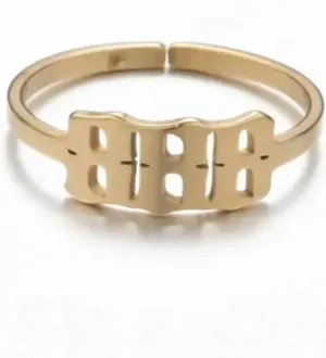 Stainless Steel Angel Numbers Rings 111, 222, 333, 444, 555, 666, 777, 888, 999-Gold 888