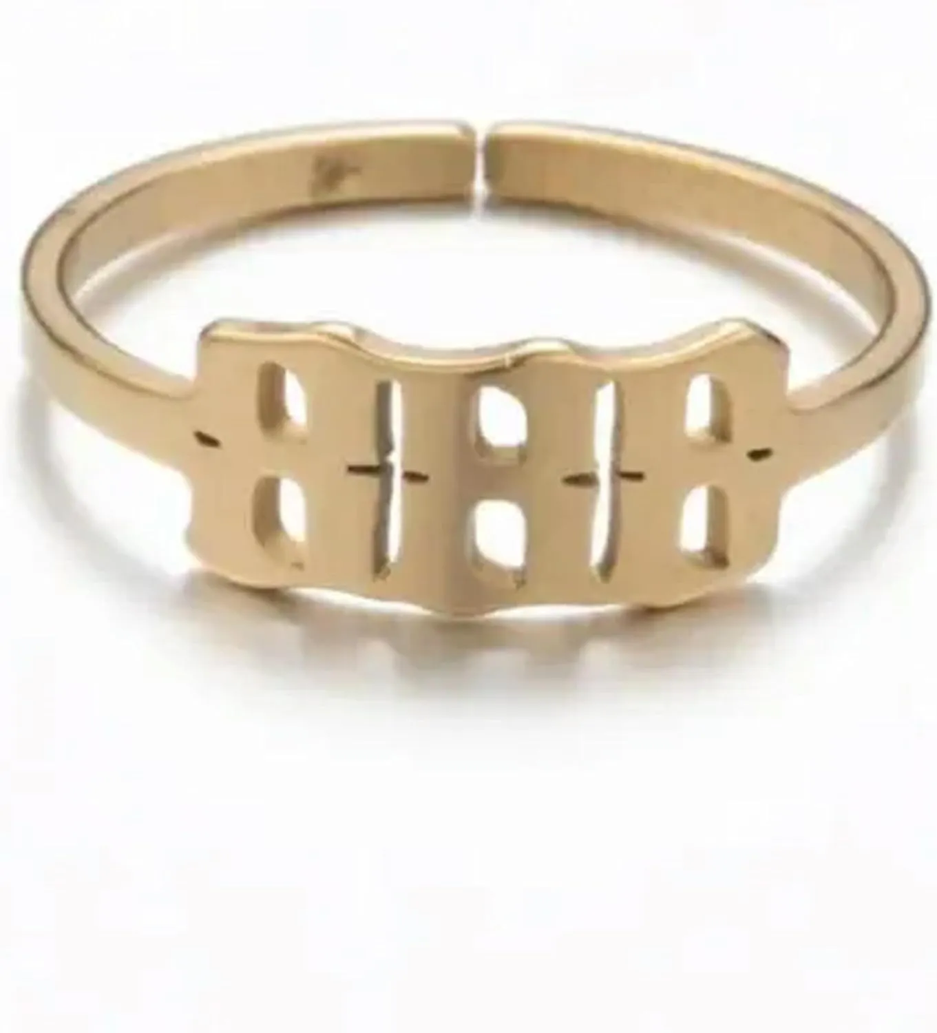 Stainless Steel Angel Numbers Rings 111, 222, 333, 444, 555, 666, 777, 888, 999-Gold 888