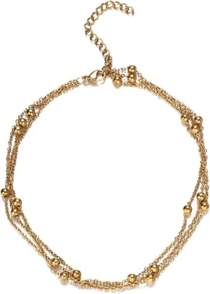 Stainless Steel Ankle Bracelets for Women, Ankle Braclet Boho Multilayer Chain Silver/Gold Foot Jewelry Gifts for Friend