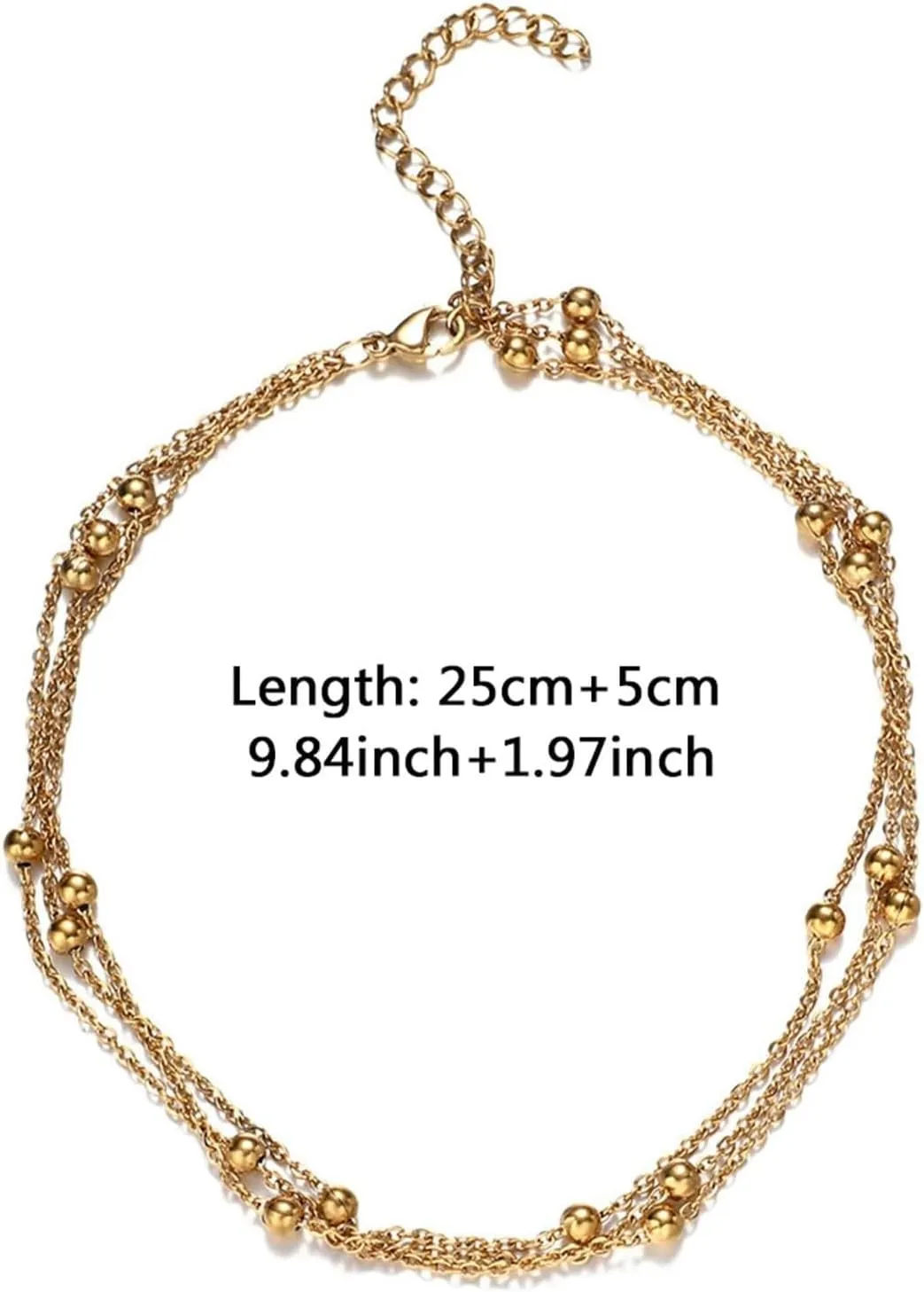 Stainless Steel Ankle Bracelets for Women, Ankle Braclet Boho Multilayer Chain Silver/Gold Foot Jewelry Gifts for Friend