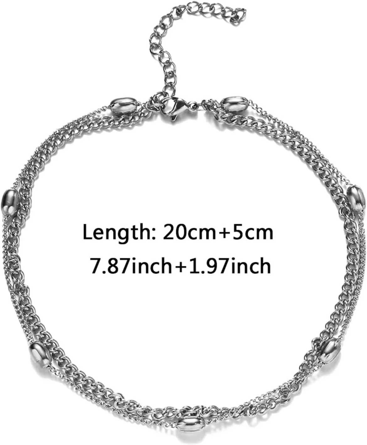 Stainless Steel Ankle Bracelets for Women, Ankle Braclet Boho Multilayer Chain Silver/Gold Foot Jewelry Gifts for Friend