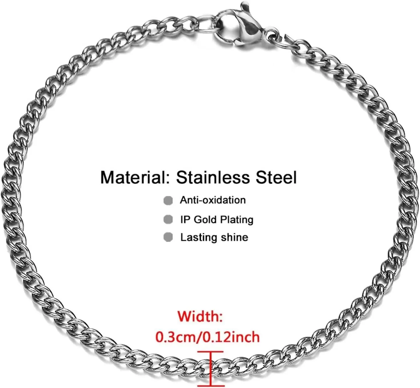 Stainless Steel Anklet Bracelet, Womens Anklet Boho Cable Chain Silver/Gold Foot Jewelry Gifts for Friend