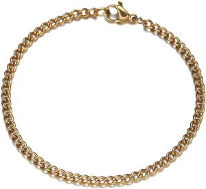 Stainless Steel Anklet Bracelet, Womens Anklet Boho Cable Chain Silver/Gold Foot Jewelry Gifts for Friend