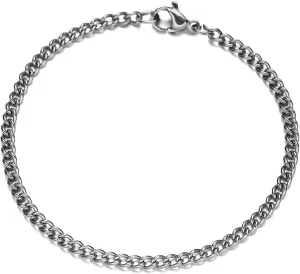 Stainless Steel Anklet Bracelet, Womens Anklet Boho Cable Chain Silver/Gold Foot Jewelry Gifts for Friend