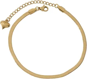 Stainless Steel Anklet Women, Boho Anklets Snake Chain Gold Foot Jewelry Beach Summer 10Inch(25.5cm)