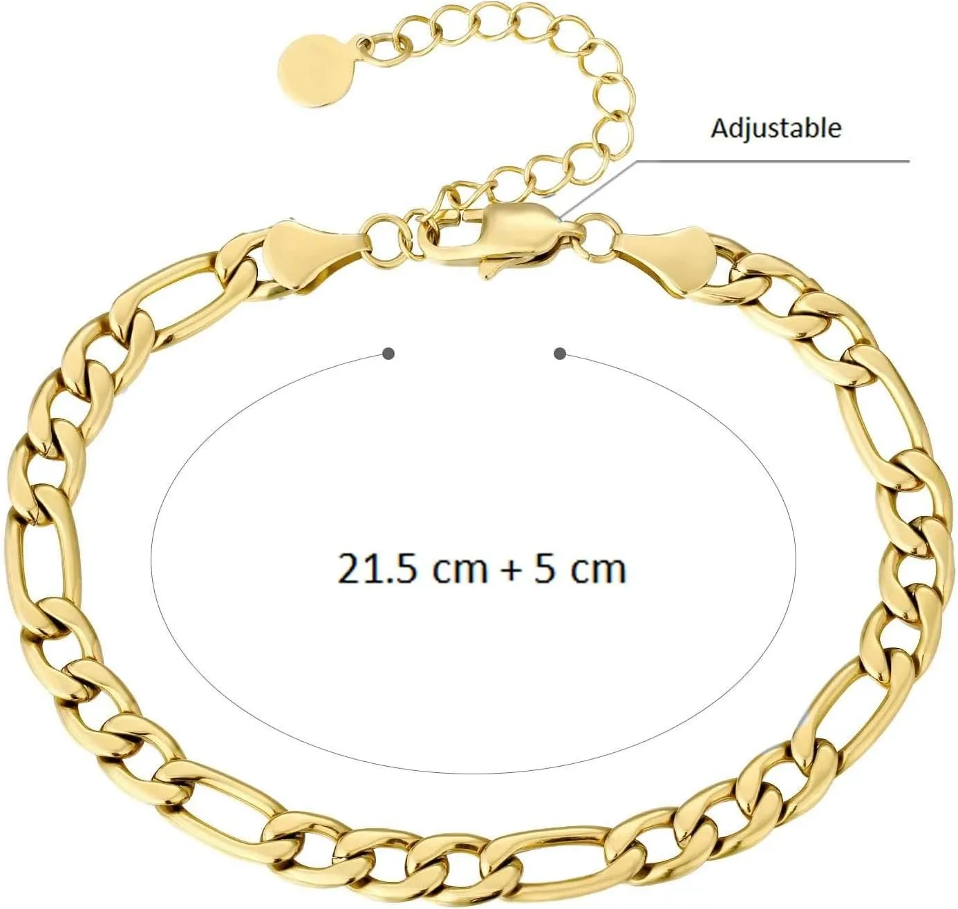 Stainless Steel Anklet Women, Summer Anklets Boho Figaro Chain Silver/Gold Foot Jewelry for Vacation Party