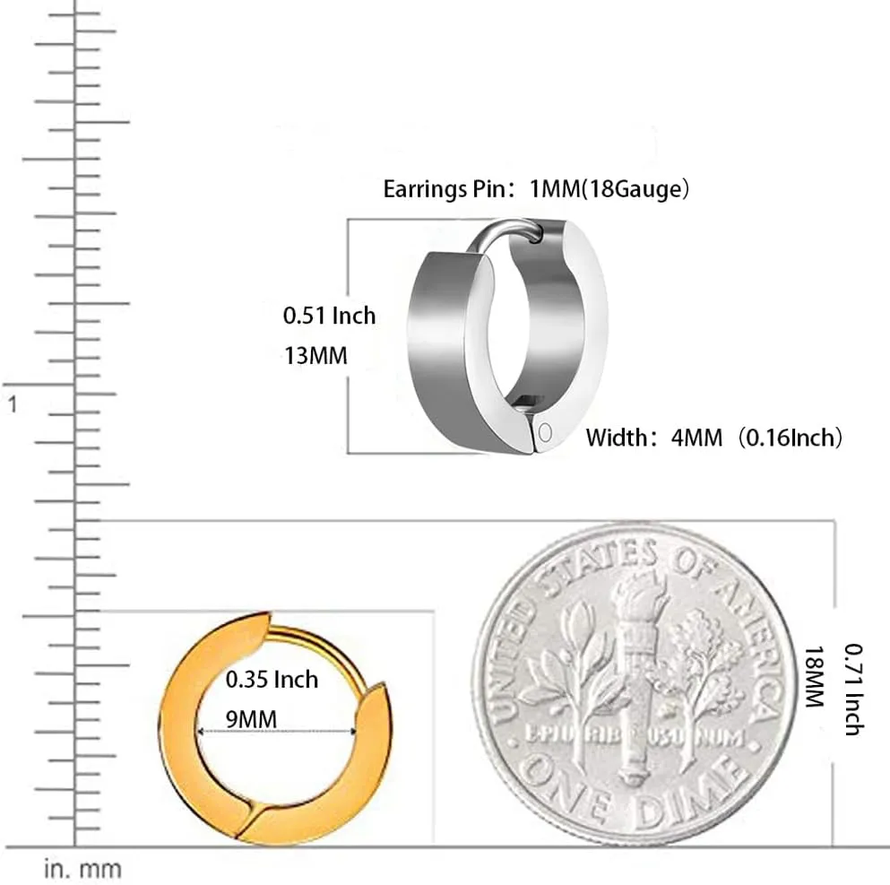 Stainless Steel Black Unique Small Hoop Earrings for Women Men Huggie Earrings Gold Silver Hypoallergenic Small Round Earrings Minimalist
