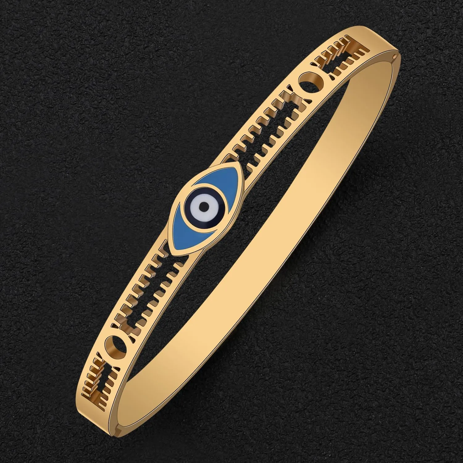 Stainless Steel Evil Eye Bracelets 18K Gold Bangle Bracelets for Women Lucky Cuff Bracelet Protection Jewelry Charms