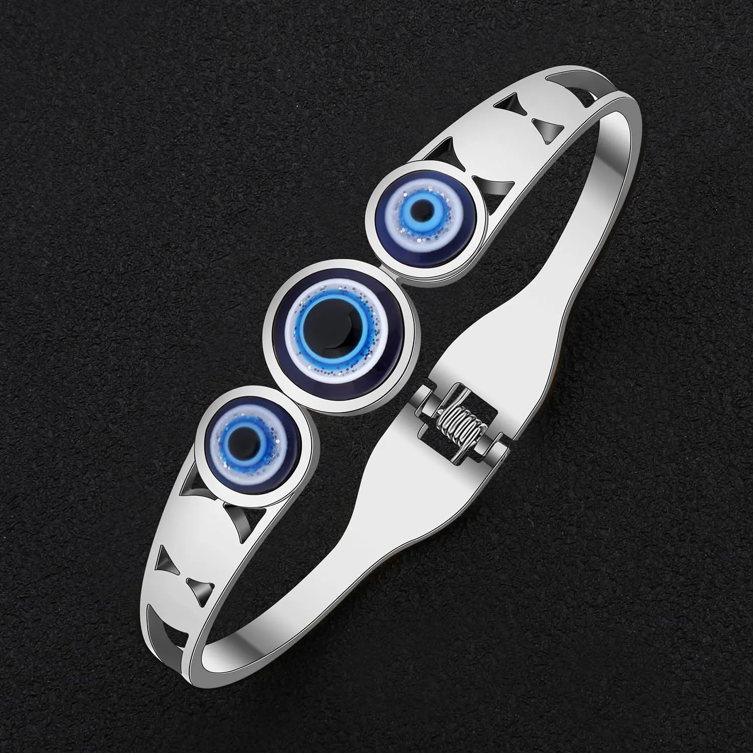 Stainless Steel Evil Eye Bracelets 18K Gold Bangle Bracelets for Women Lucky Cuff Bracelet Protection Jewelry Charms