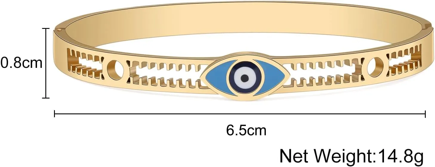 Stainless Steel Evil Eye Bracelets 18K Gold Bangle Bracelets for Women Lucky Cuff Bracelet Protection Jewelry Charms