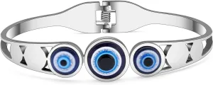 Stainless Steel Evil Eye Bracelets 18K Gold Bangle Bracelets for Women Lucky Cuff Bracelet Protection Jewelry Charms