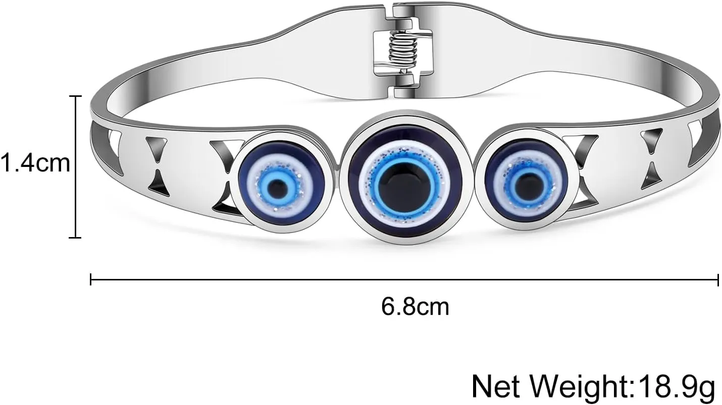 Stainless Steel Evil Eye Bracelets 18K Gold Bangle Bracelets for Women Lucky Cuff Bracelet Protection Jewelry Charms