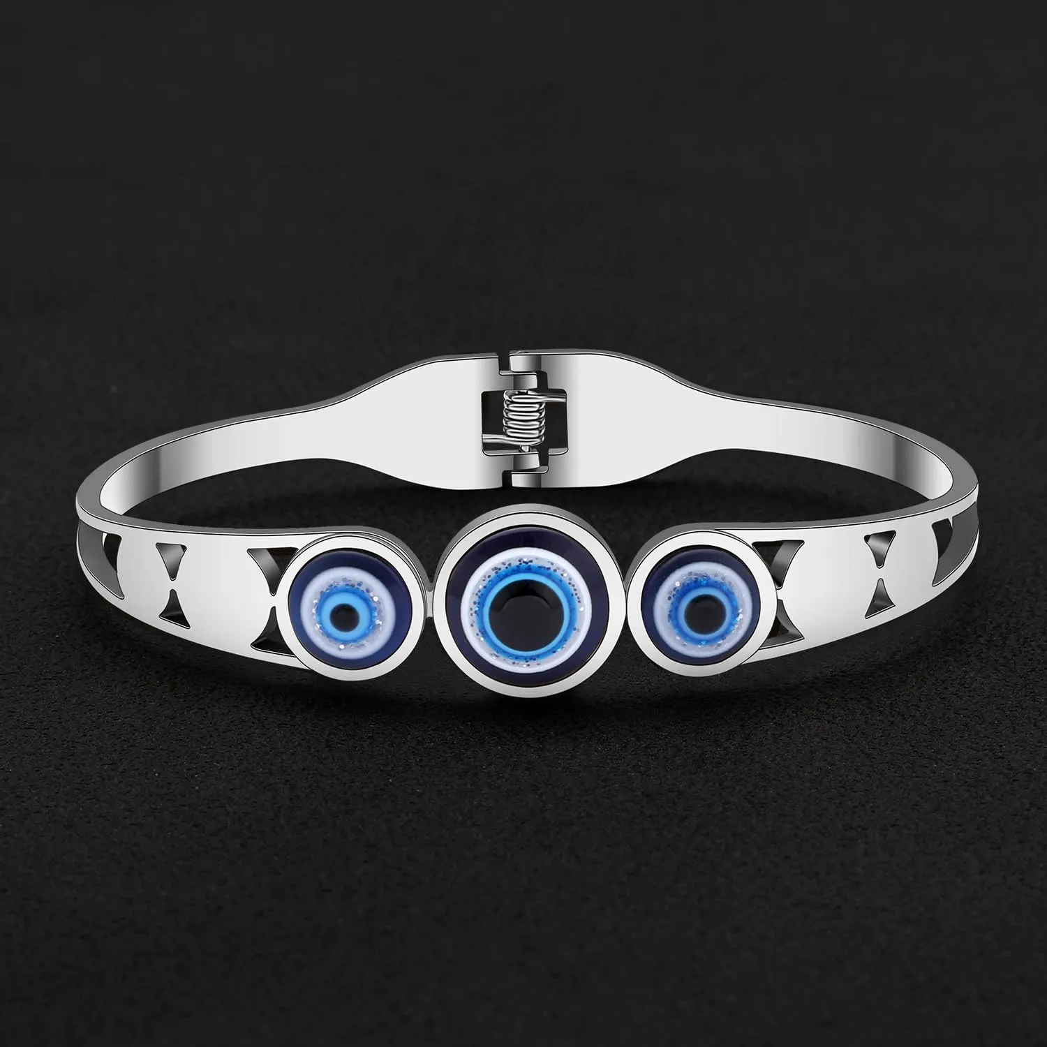 Stainless Steel Evil Eye Bracelets 18K Gold Bangle Bracelets for Women Lucky Cuff Bracelet Protection Jewelry Charms
