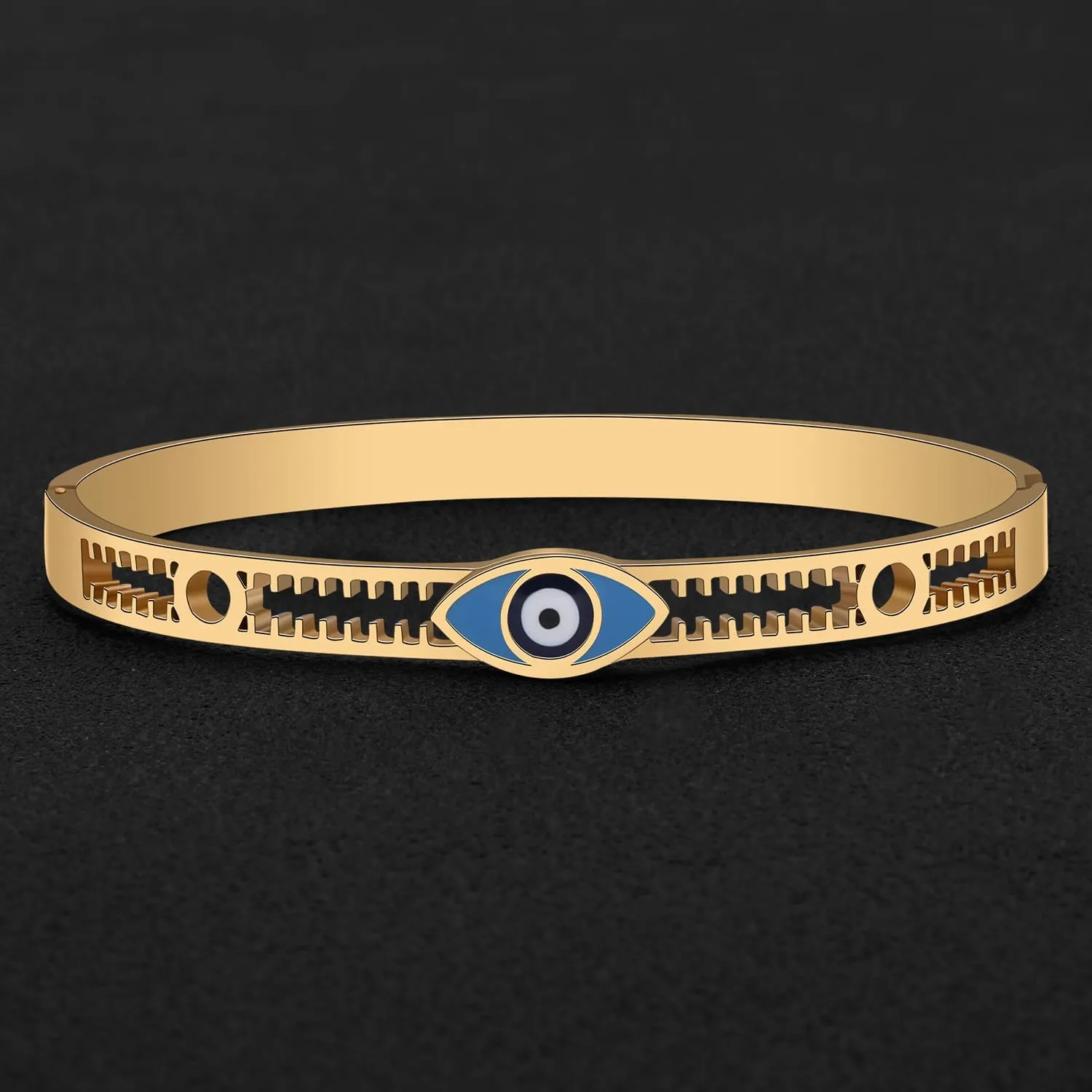Stainless Steel Evil Eye Bracelets 18K Gold Bangle Bracelets for Women Lucky Cuff Bracelet Protection Jewelry Charms