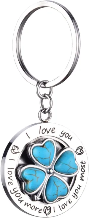 Stainless Steel Fidget Spinner Key Chain Key Ring Unique Gift for Him Her BFF Girlfriend Wife Mom Love You Most