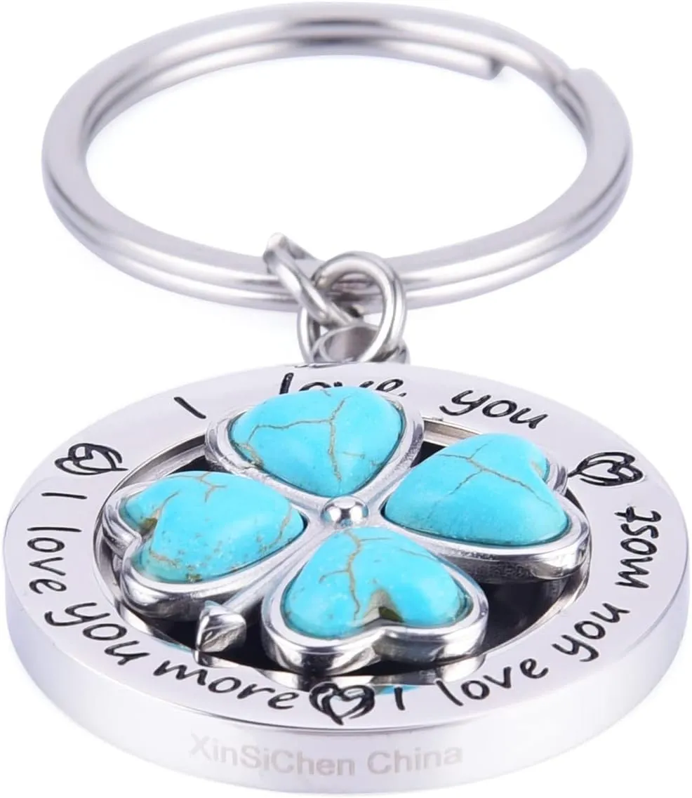 Stainless Steel Fidget Spinner Key Chain Key Ring Unique Gift for Him Her BFF Girlfriend Wife Mom Love You Most