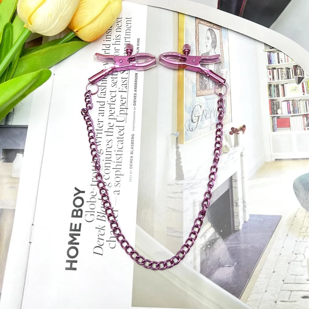 Stainless Steel Purple Body Chain with Clamps Non Piercing Adjustable Body Chain Ring Body Chain Clip for Women Faux Body Jewelry
