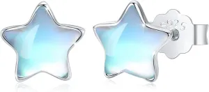 Star Earrings S925 Sterling Silver Moonstone Star Stud Earrings Hypoallergenic Earrings Minimalist for Sensitive Ears 