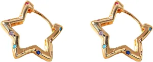 Star Hoop Earrings for Women Gold Silver Star Huggie Earrings Rhinestone Star Earrings Y2k Small Star Hoop Earrings Cartilage Huggie Hoop Earrings Jewelry for Women