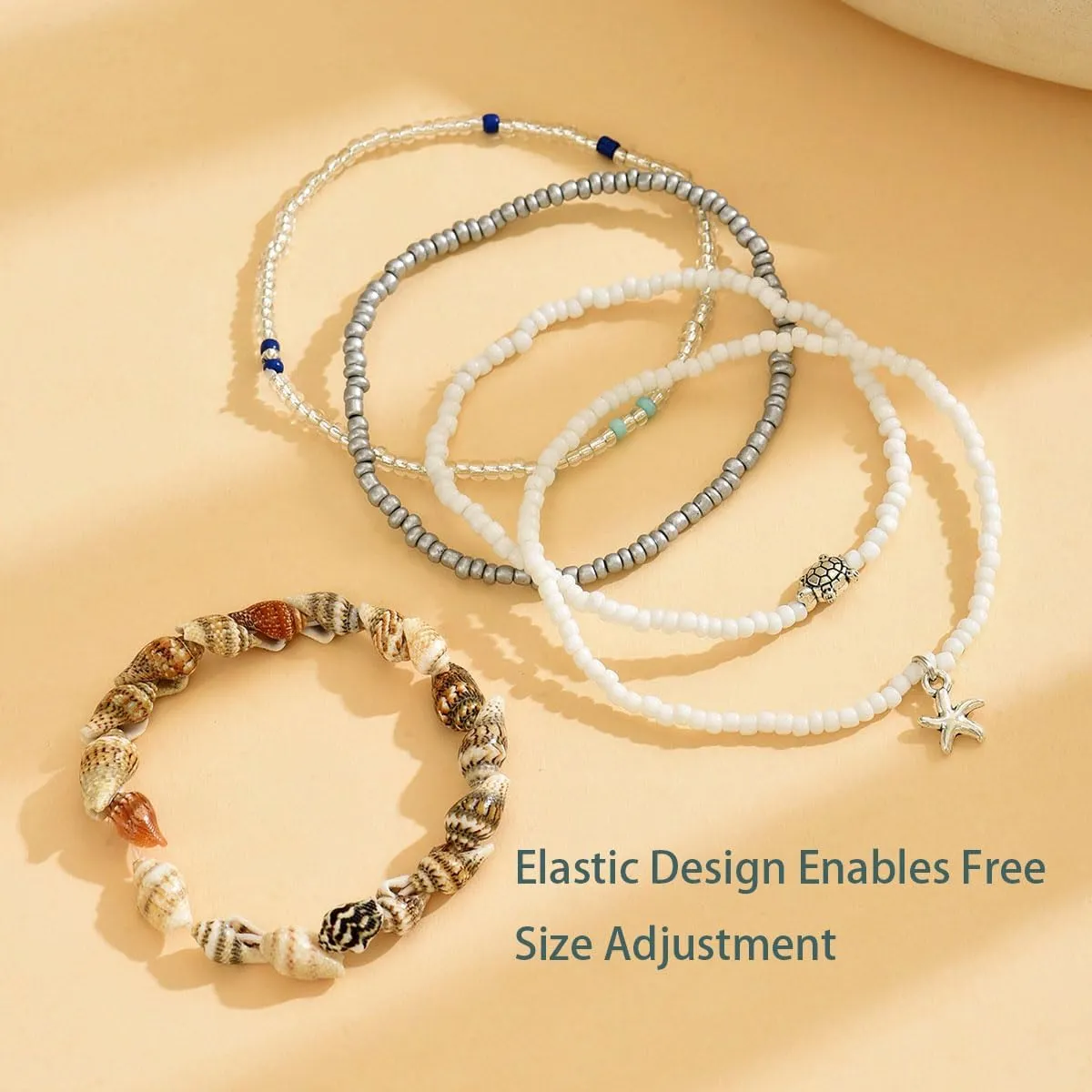 Starfish Beach Anklets for Women Boho Conch Pearl Anklets Surfer Beachy Seashell Vacation Accessories