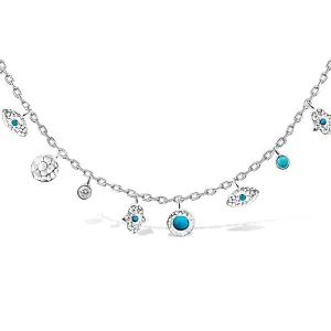 Sterling Silver Hamsa Hand Necklace with Evil Eye Charms - Protective Amulet for Women