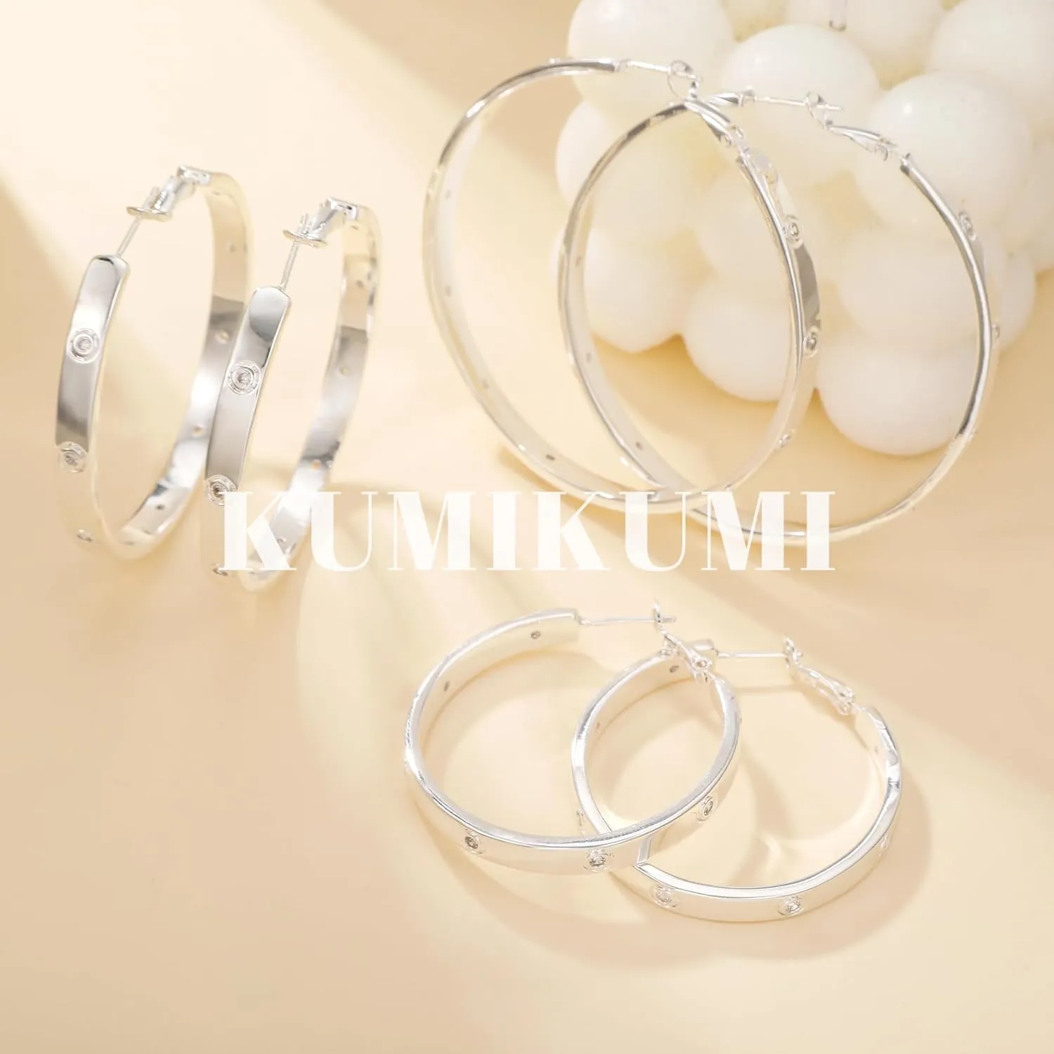 Sterling Silver Hoop Earrings,Hypoallergenic Silver Hoop Earrings for Women Lightweight Silver Hoops Earrings for Women(40/50/60mm)