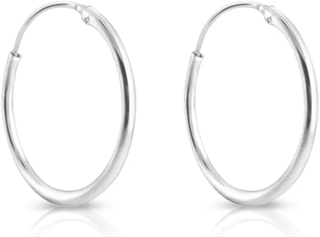Sterling Silver Hoops Earrings Hypoallergenic - Silver Hoop Earrings Men - Large Hoops for Women - Sleeper Earings - Cartilage - Helix - Nose Ring - Huggie Hoop