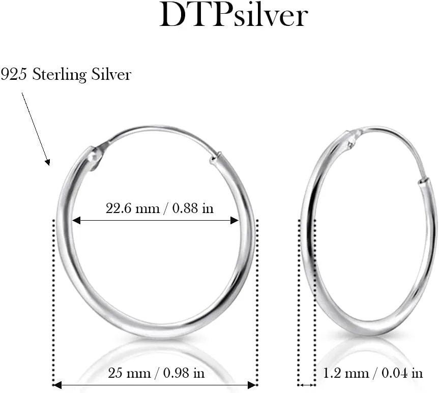Sterling Silver Hoops Earrings Hypoallergenic - Silver Hoop Earrings Men - Large Hoops for Women - Sleeper Earings - Cartilage - Helix - Nose Ring - Huggie Hoop