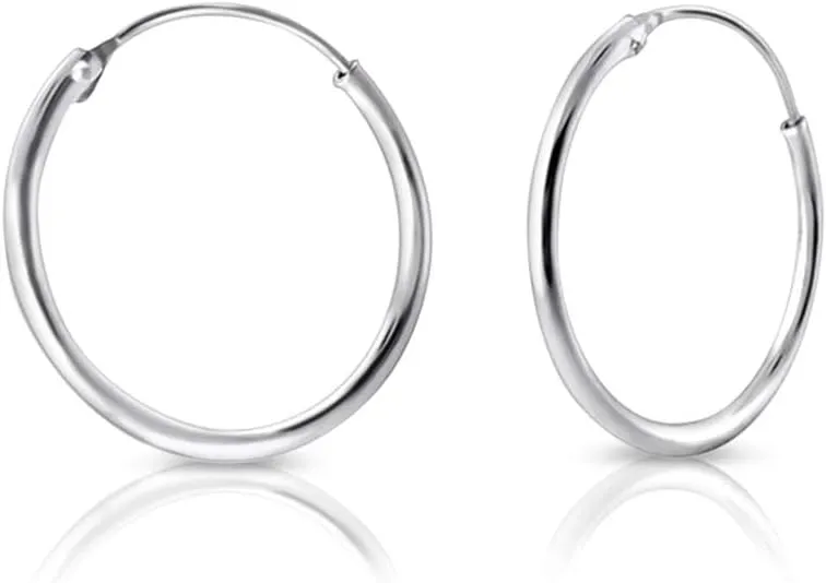 Sterling Silver Hoops Earrings Hypoallergenic - Silver Hoop Earrings Men - Large Hoops for Women - Sleeper Earings - Cartilage - Helix - Nose Ring - Huggie Hoop