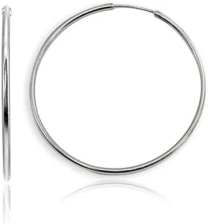 Sterling Silver Small Medium Large Endless Round Thin Lightweight Continuous Endless Hoop Earrings for Women Men