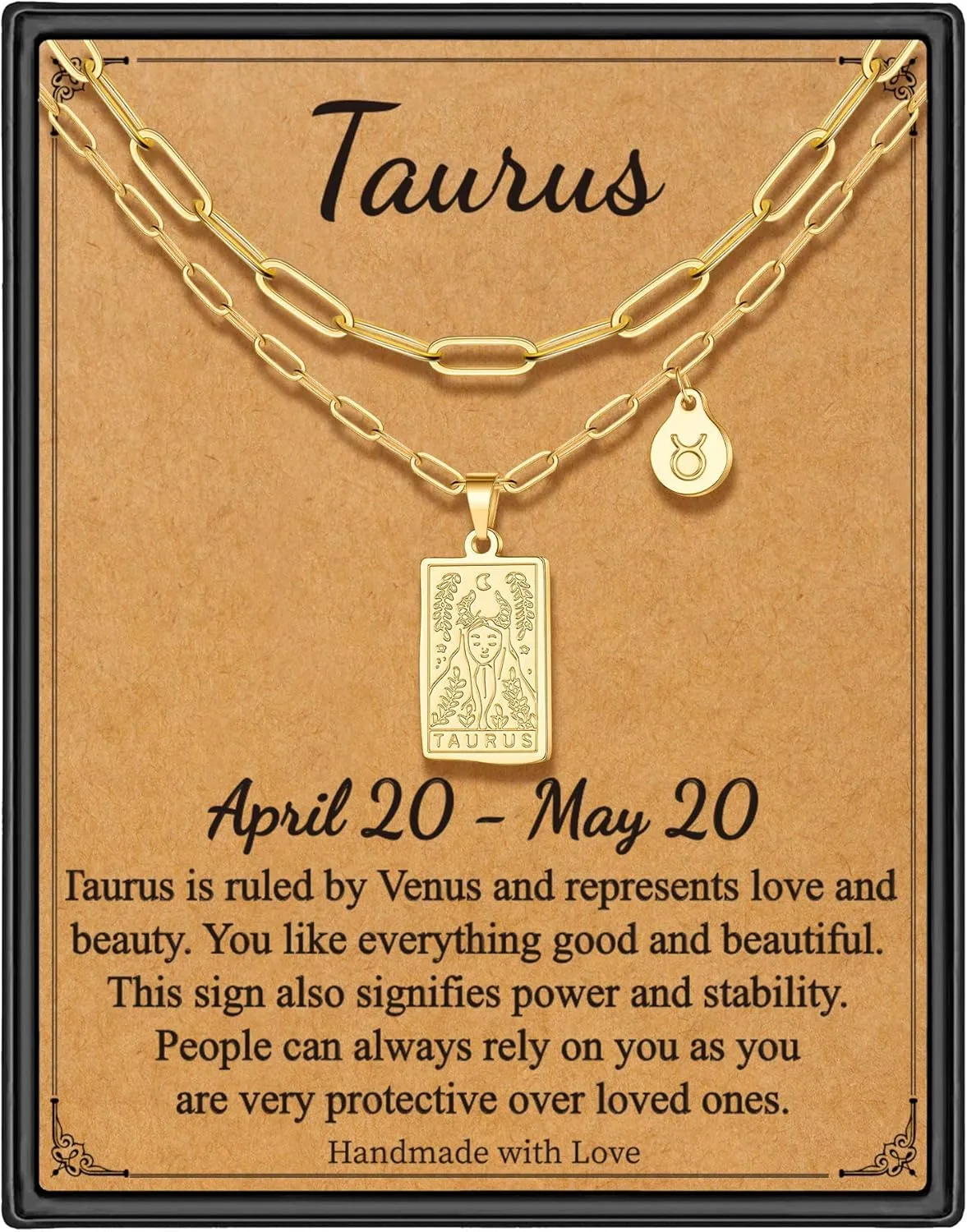 STORUP Zodiac Layered Necklaces for Women, Retro 12 Constellation Pendant Necklace for Women Tarot Card Necklace Jewelry Mothers Day Birthday Gift for Her