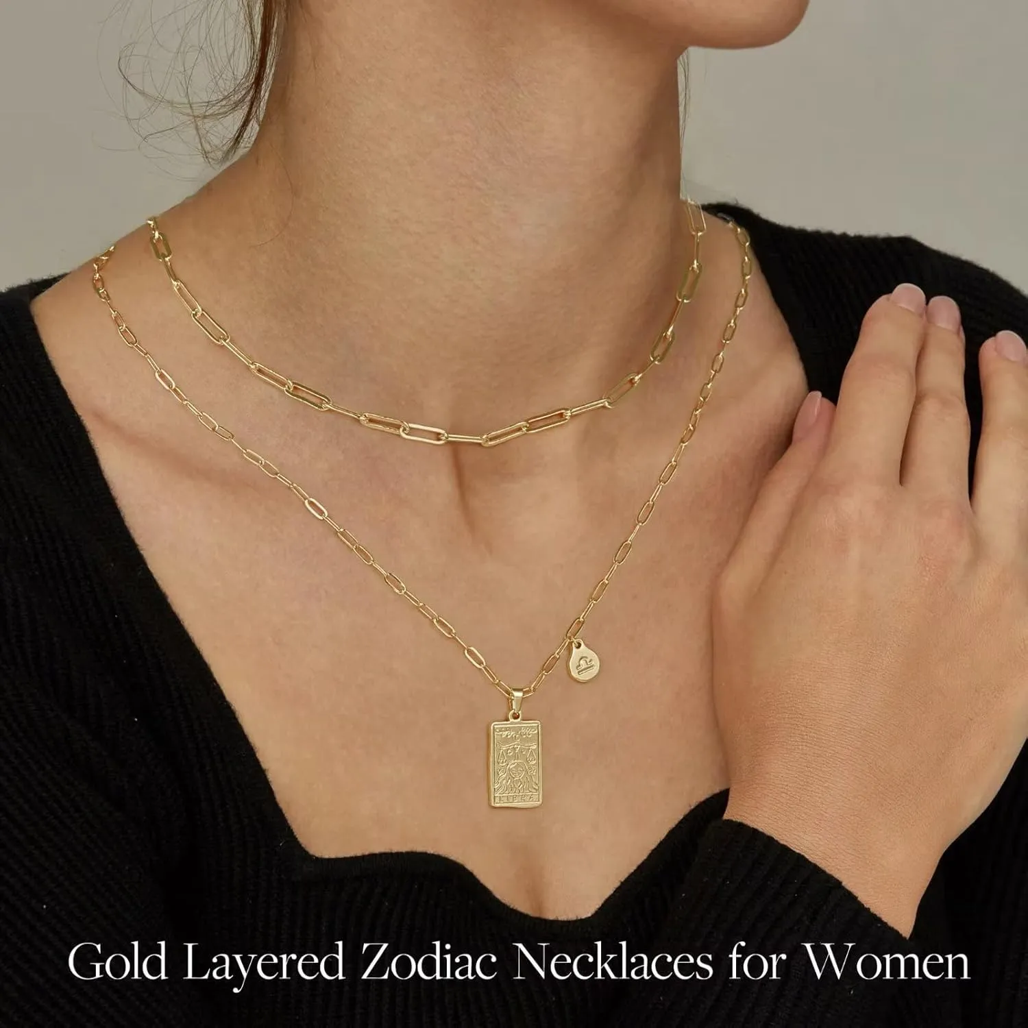 STORUP Zodiac Layered Necklaces for Women, Retro 12 Constellation Pendant Necklace for Women Tarot Card Necklace Jewelry Mothers Day Birthday Gift for Her