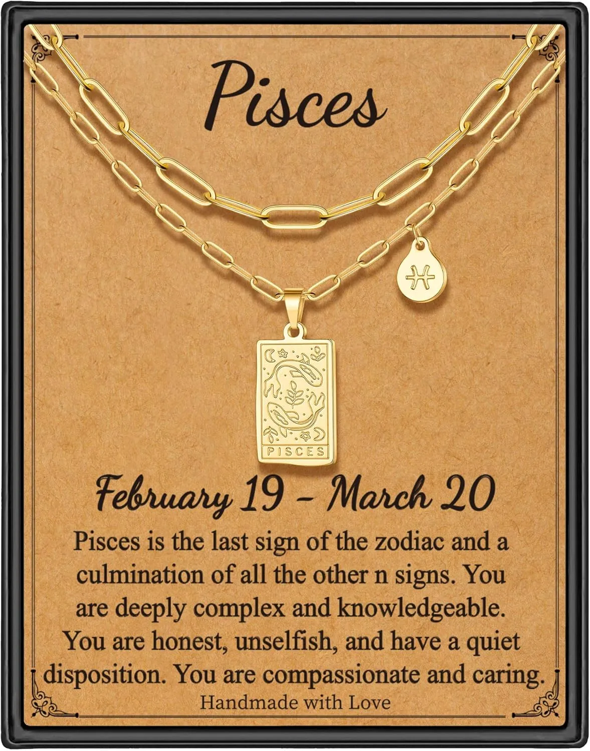 STORUP Zodiac Layered Necklaces for Women, Retro 12 Constellation Pendant Necklace for Women Tarot Card Necklace Jewelry Mothers Day Birthday Gift for Her