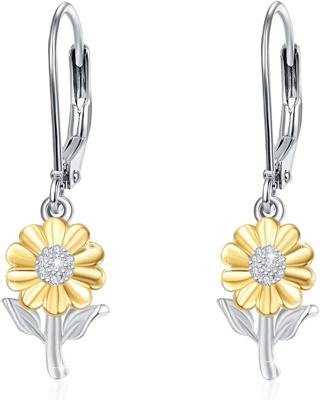 Sunflower Leverback Earrings S925 Sterling Silver Earrings You Are My Sunshine Dangle Earring Jewelry for Women