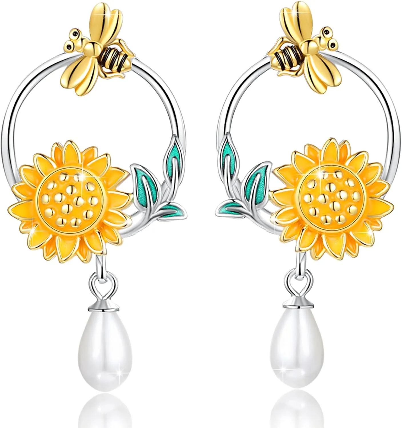 Sunflower Leverback Earrings S925 Sterling Silver Earrings You Are My Sunshine Dangle Earring Jewelry for Women