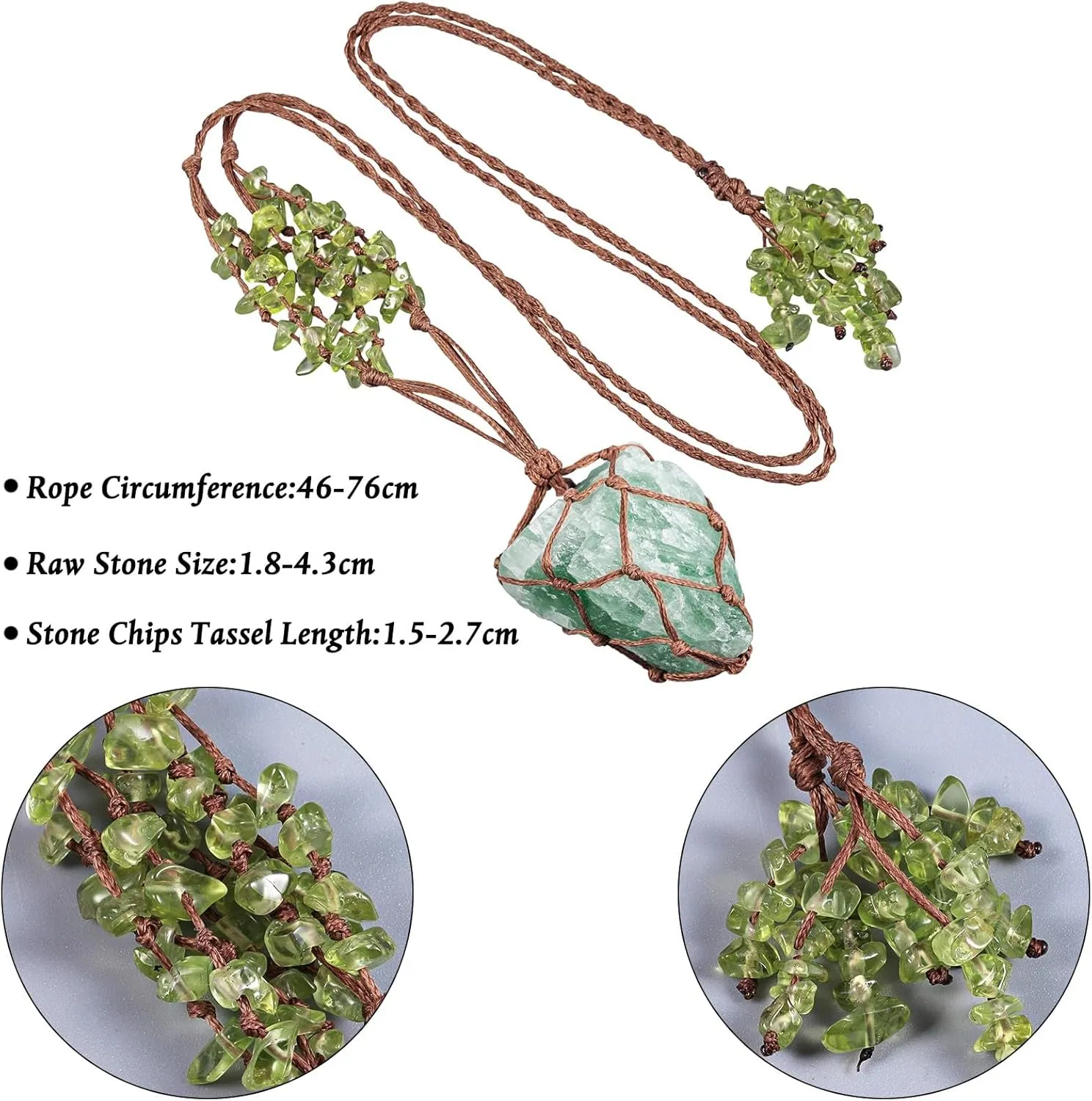 SUNYIK Natural Raw Rock Stones Necklace for Women Men Irregular Rough Stone Chip Stones Tassel with Adjustable Cord