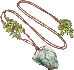 SUNYIK Natural Raw Rock Stones Necklace for Women Men Irregular Rough Stone Chip Stones Tassel with Adjustable Cord