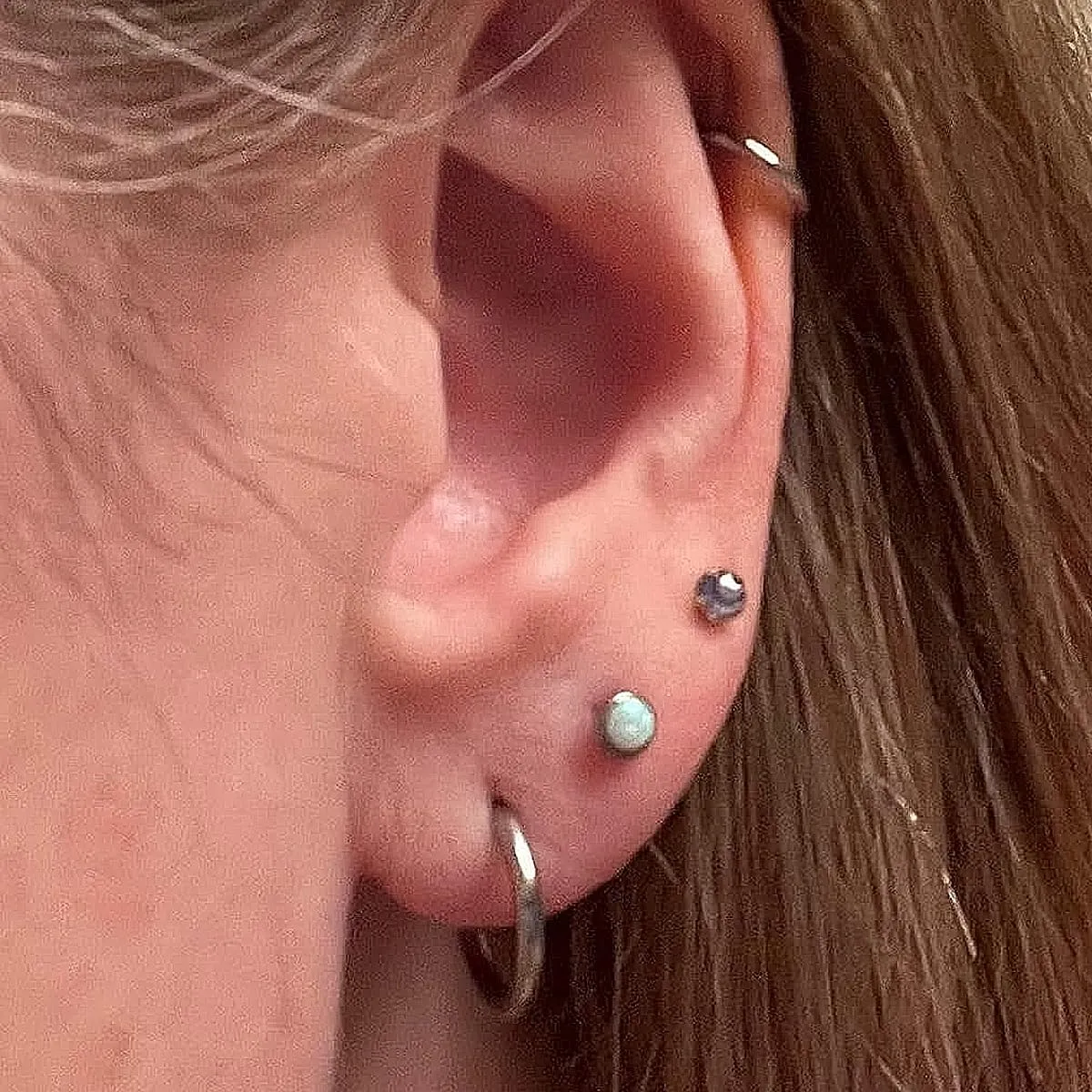 Surgical Steel Earrings Sets for Sensitive Ears Lightweight Small Huggie Hoop Earrings Hypoallergenic 20G Stainless Steel Opal Ball Pearl CZ Flat Back Earrings for Women Men Trendy Cartilage Earrings Hoop Stud