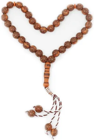 Tasbih Prayer Beads Allah & Muhammad Engraved Islamic Prayer Rosary Beads Muslim Islam Misbaha Bracelet Tasbeeh Sibha 33 Prayer Beads Hand Bracelets (Brown)
