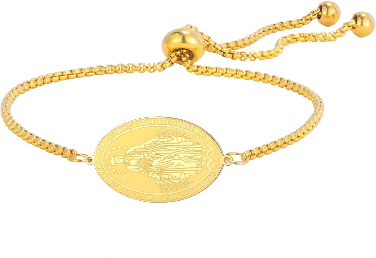 TEAMER Beautiful Virgin Mary Bracelet Religious Rosary Pendant Prayer Bracelet Faith Protection Jewelry For Women Men