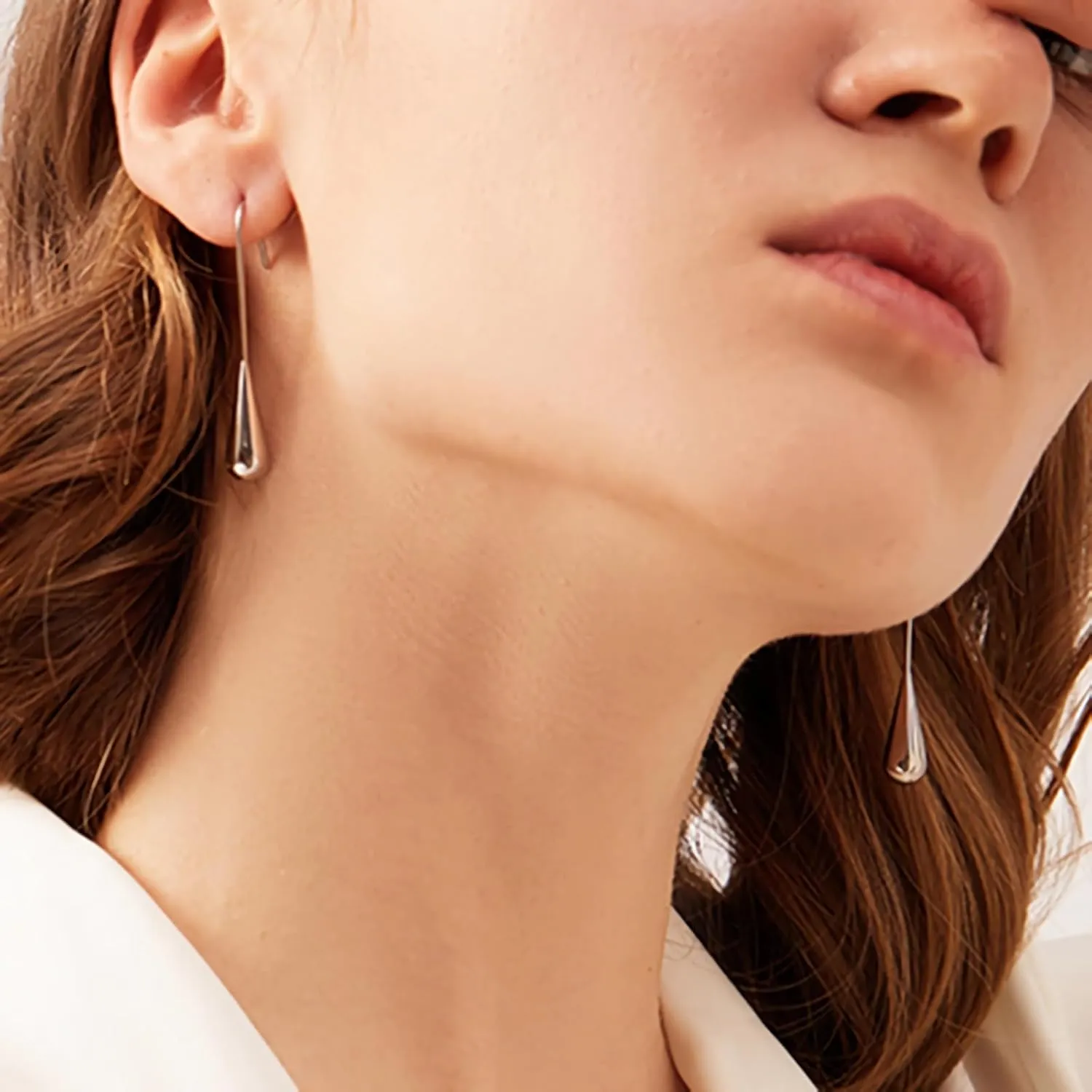 Teardrop Hoop Earrings for Women 14K White/Yellow Gold Plated Drop Dangle Earrings Hypoallergenic Statement Jewelry Gift for Women