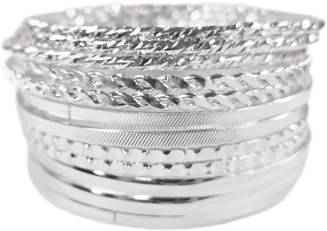 tenghong2021 Bohemian Gold Silver Chunky Bangle Multilayer Stretch Snake Chunky Bracelets for Women Men Layered Stretchy Link Chain Bracelet Wide Wristband Trendy Jewelry