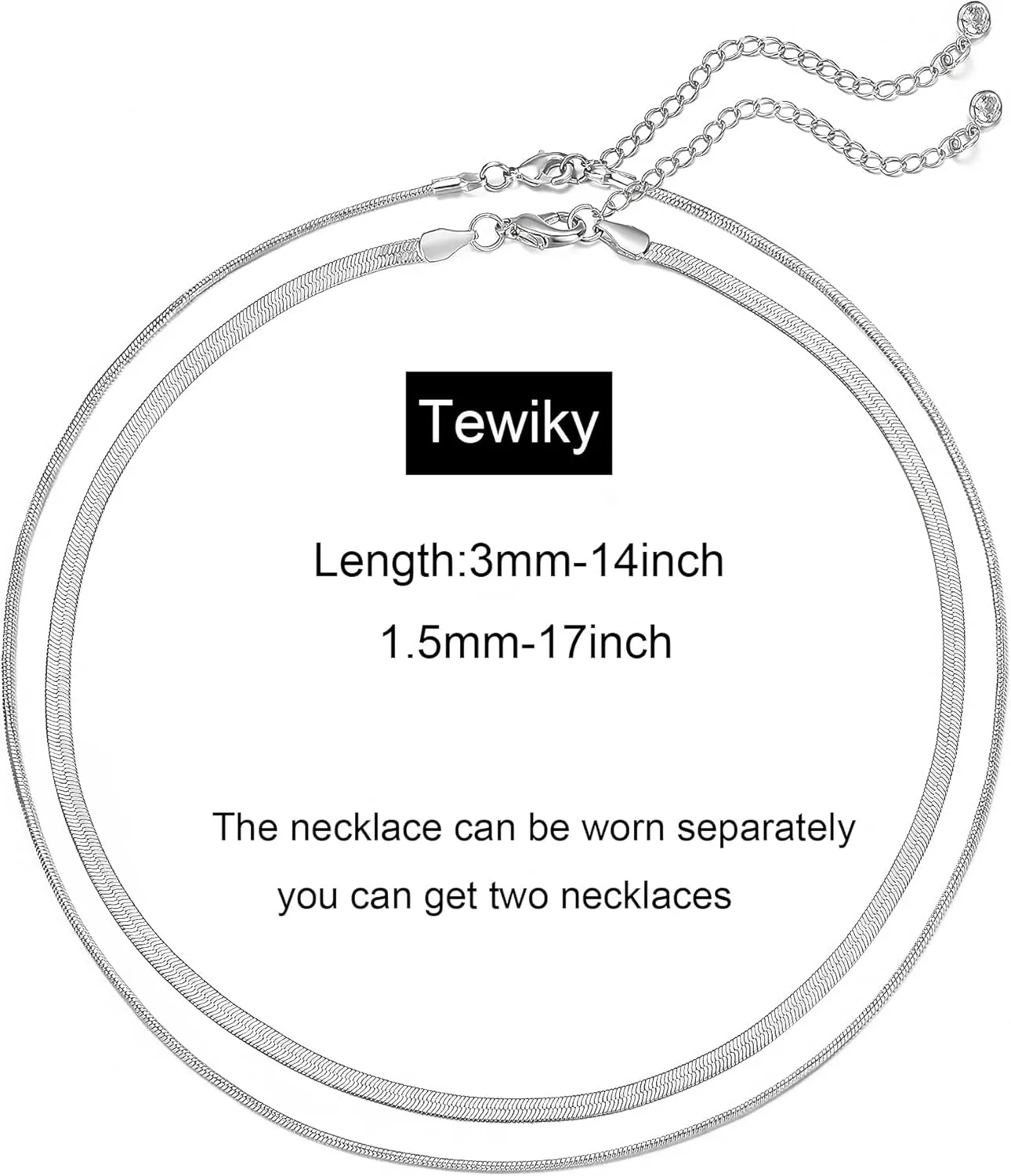 Tewiky Herringbone Necklace for Women Dainty 14k Gold Snake Chain Necklace Layered Gold Herringbone Double Flat Snake Chain Choker Necklace Thin Chunky Chain Necklace Gift for Her