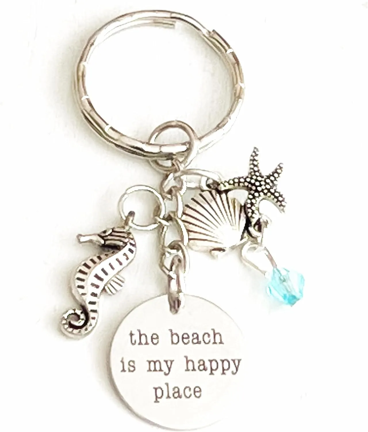 The Beach is My Happy Place Silver Charm Keychain Gift Accessories for Ocean Lovers