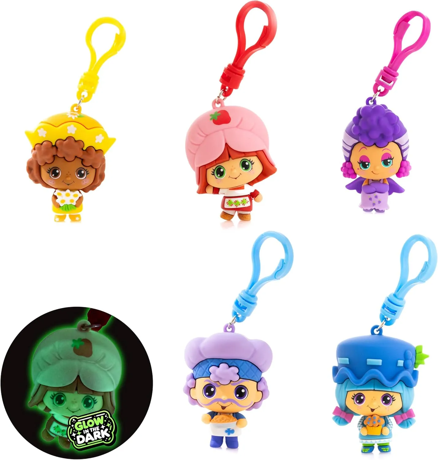 The Loyal Subjects Strawberry Shortcake Mystery Blind Bag Sweet Scented 2.5-inch Cheebee Keychain Figure 3-Pack - Receive 3 Mystery Blind Bag Cheebee Keychain/Backpack/Clip-on Figures