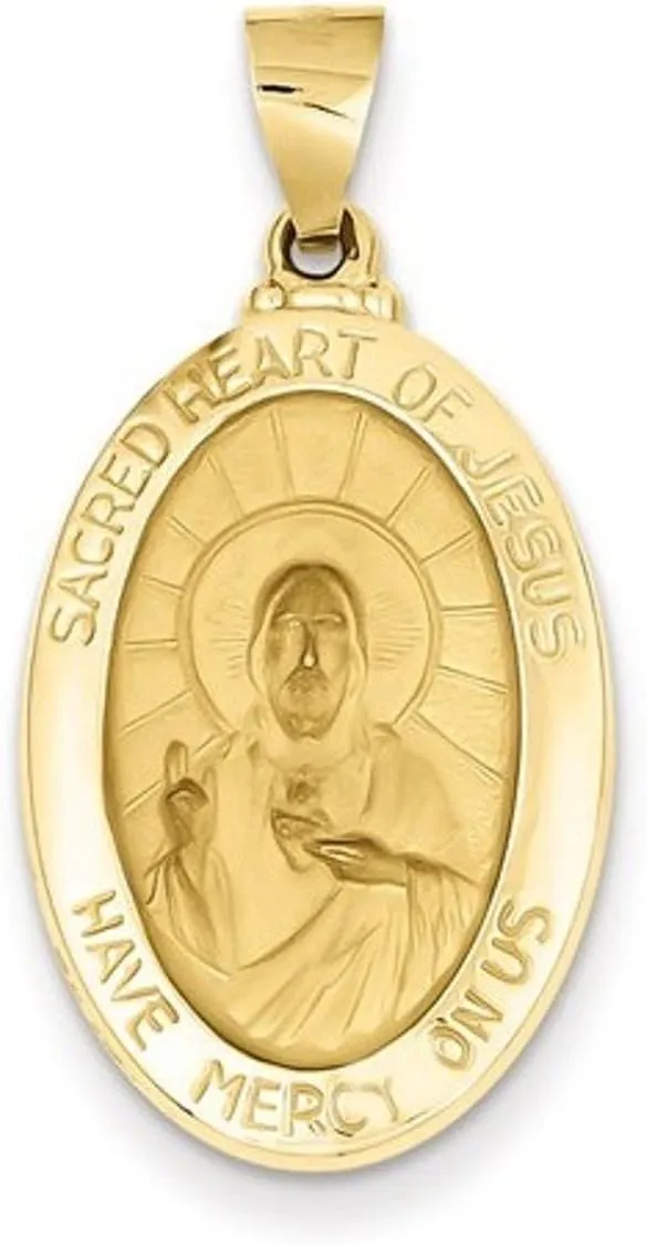 The Men's Jewelry Store 14k Yellow Gold Sacred Heart of Jesus Medal Pendant (27x17MM)