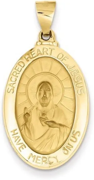 The Men's Jewelry Store 14k Yellow Gold Sacred Heart of Jesus Medal Pendant (27x17MM)