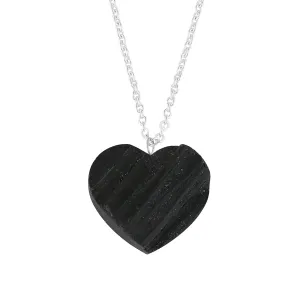 Thecraftman Natural Black Tourmaline Heart Necklace, Gemstone Pendant Necklace, Genuine Gemstone, Birthstone, Gift for Her, Healing Stone, 18 Inch