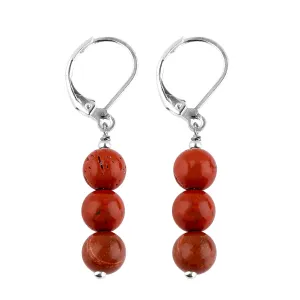 Thecraftman Natural Hoop Beads Earring, Gemstone Earrings, Genuine Gemstone, Birthstone, Gift for Her, Healing Stone (Red Jasper)